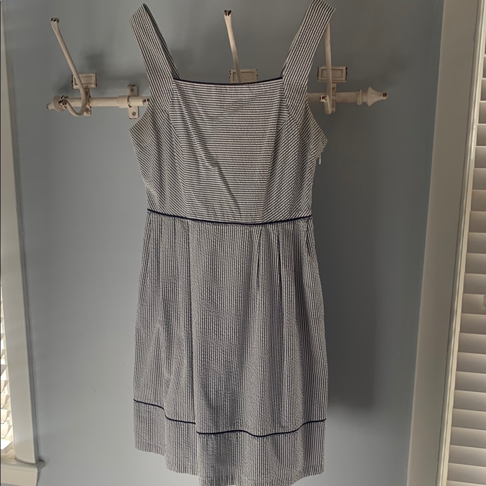 Lands' End Blue and White Sleeveless Sundress